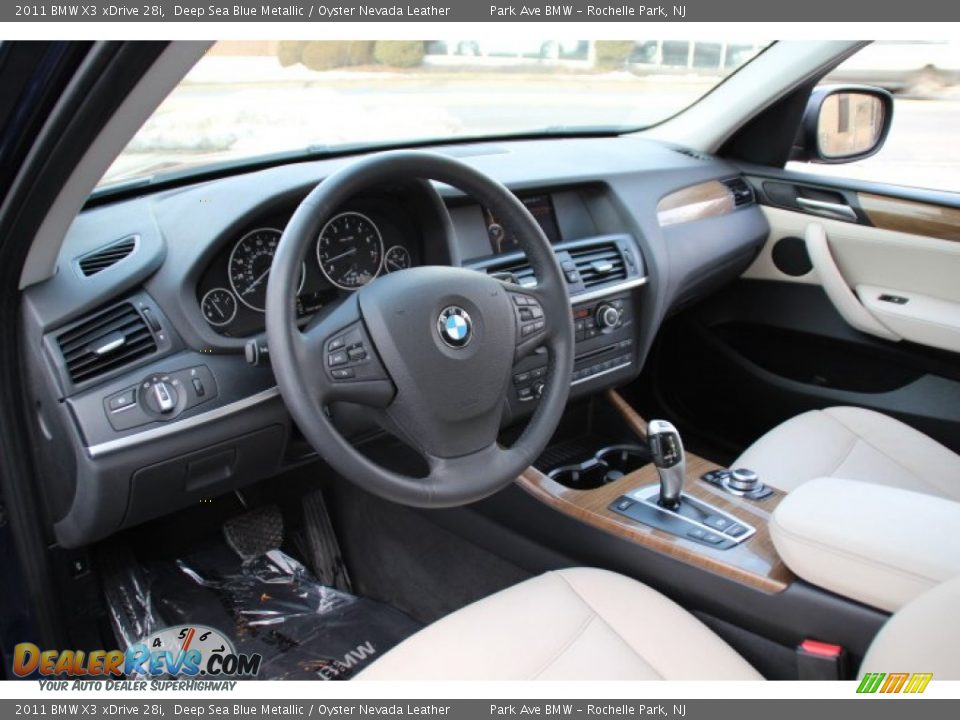 Oyster Nevada Leather Interior - 2011 BMW X3 xDrive 28i Photo #9