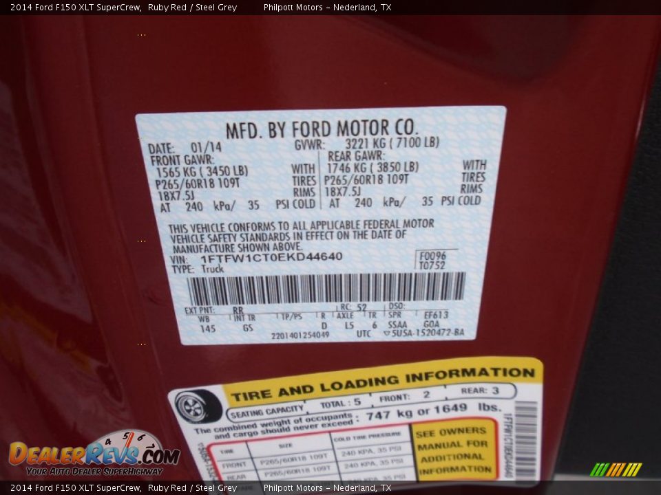 2014 Ford F150 XLT SuperCrew Ruby Red / Steel Grey Photo #36