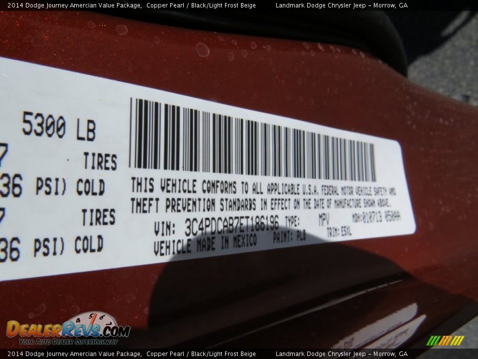 2014 Dodge Journey Amercian Value Package Copper Pearl / Black/Light Frost Beige Photo #10