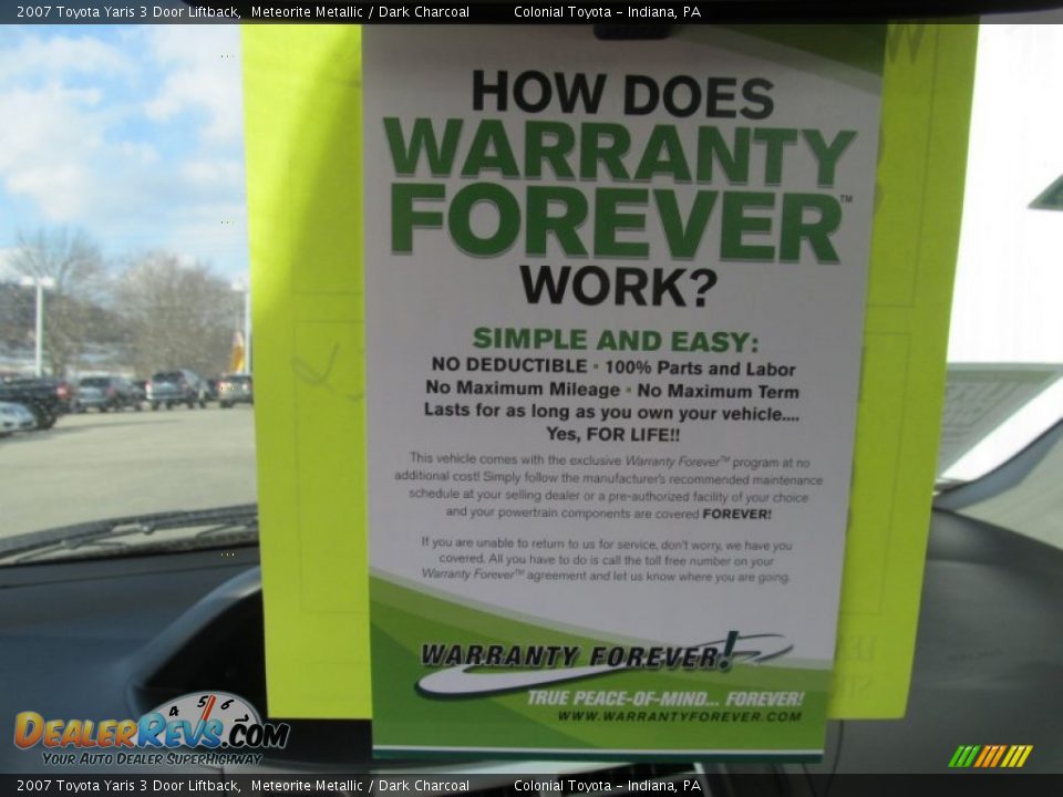 2007 Toyota Yaris 3 Door Liftback Meteorite Metallic / Dark Charcoal Photo #17