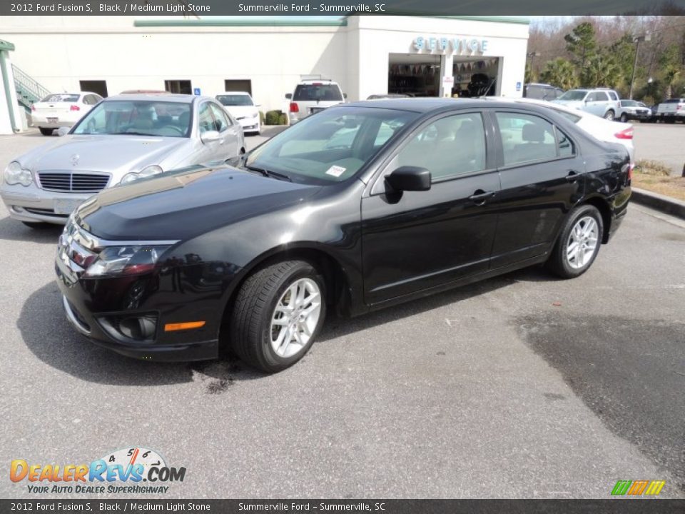 2012 Ford Fusion S Black / Medium Light Stone Photo #2