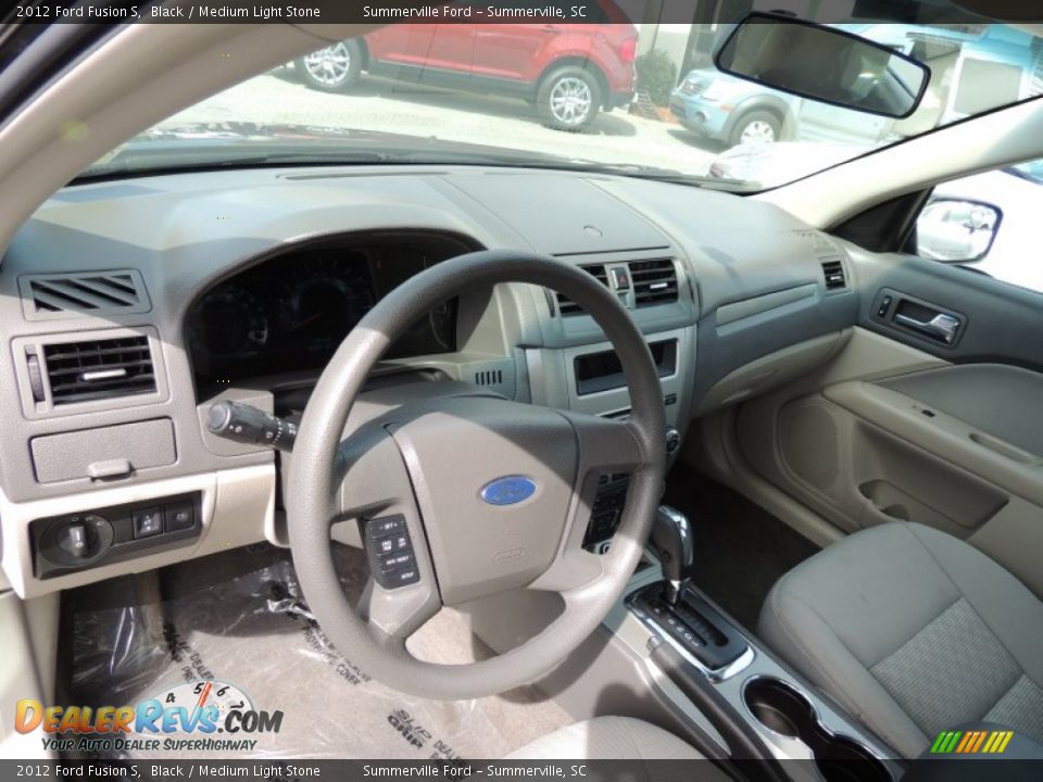 2012 Ford Fusion S Black / Medium Light Stone Photo #3