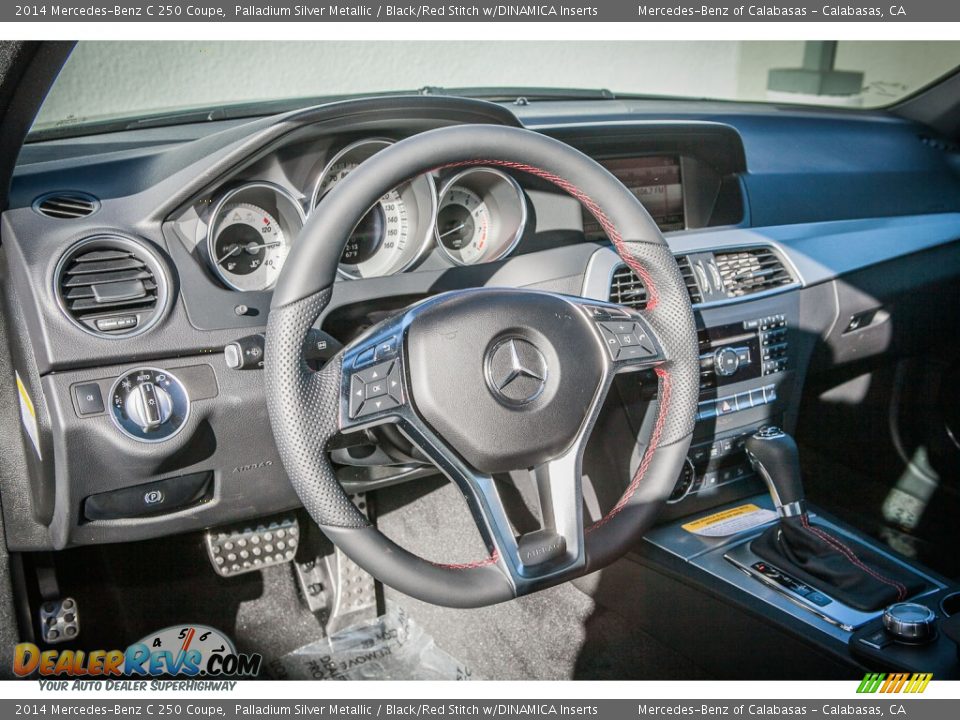 2014 Mercedes-Benz C 250 Coupe Palladium Silver Metallic / Black/Red Stitch w/DINAMICA Inserts Photo #5