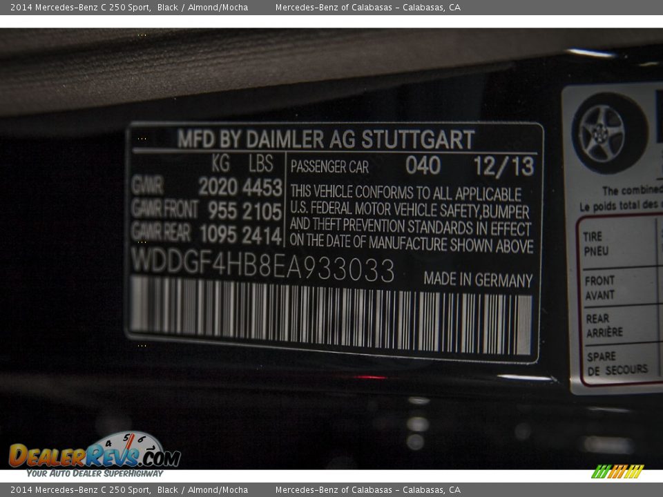 2014 Mercedes-Benz C 250 Sport Black / Almond/Mocha Photo #7