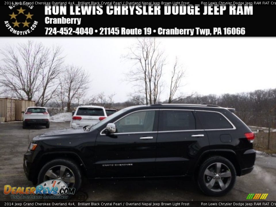 2014 Jeep Grand Cherokee Overland 4x4 Brilliant Black Crystal Pearl / Overland Nepal Jeep Brown Light Frost Photo #1