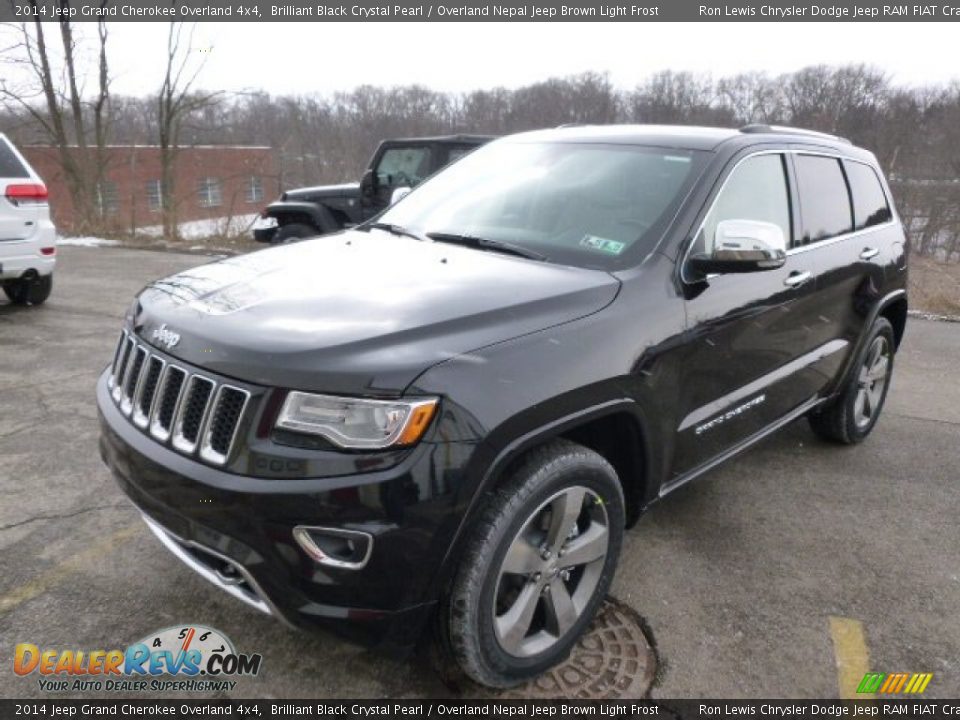 2014 Jeep Grand Cherokee Overland 4x4 Brilliant Black Crystal Pearl / Overland Nepal Jeep Brown Light Frost Photo #2