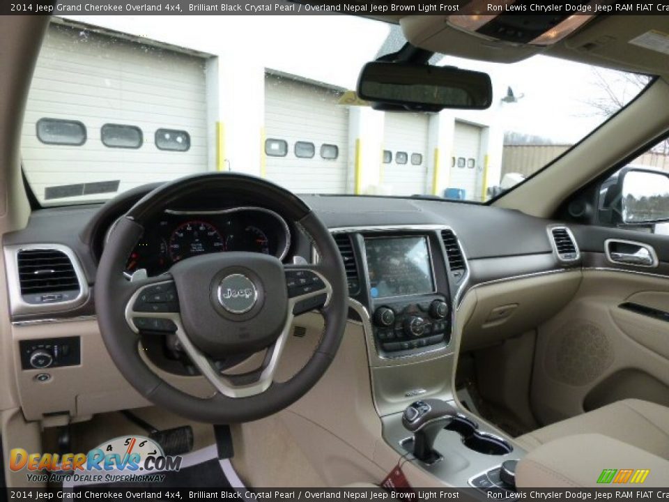 2014 Jeep Grand Cherokee Overland 4x4 Brilliant Black Crystal Pearl / Overland Nepal Jeep Brown Light Frost Photo #12