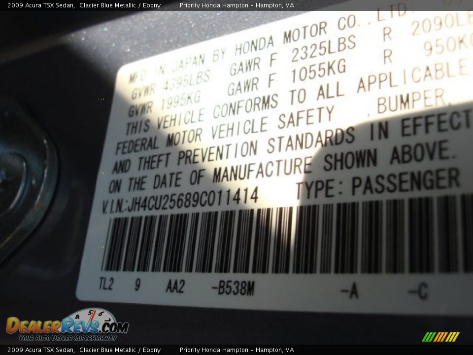 2009 Acura TSX Sedan Glacier Blue Metallic / Ebony Photo #29