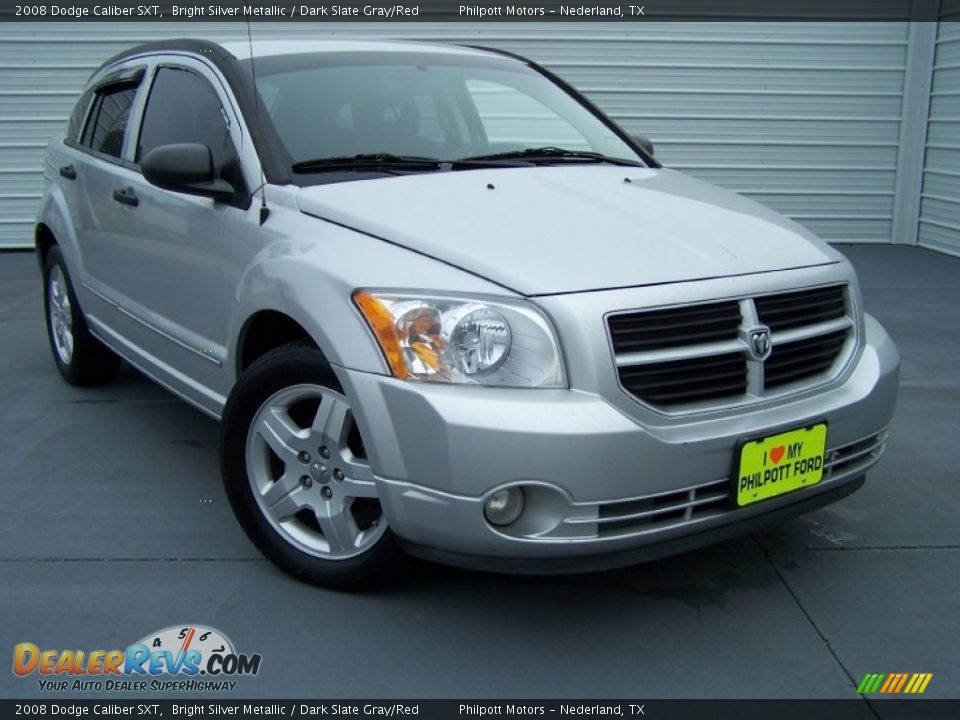 2008 Dodge Caliber SXT Bright Silver Metallic / Dark Slate Gray/Red Photo #1