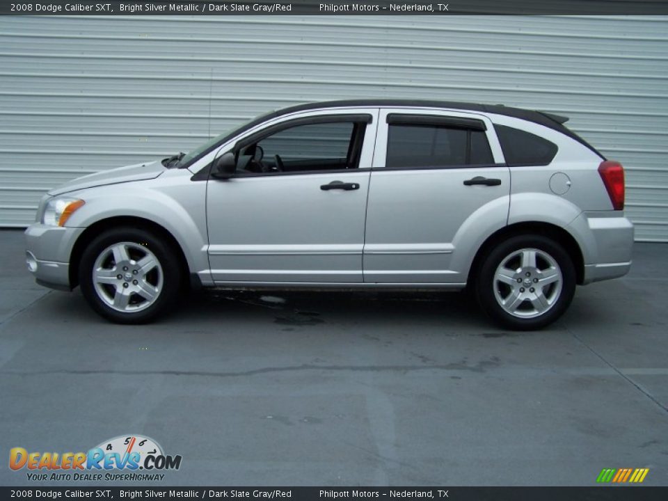 2008 Dodge Caliber SXT Bright Silver Metallic / Dark Slate Gray/Red Photo #5