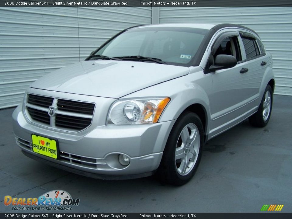2008 Dodge Caliber SXT Bright Silver Metallic / Dark Slate Gray/Red Photo #6
