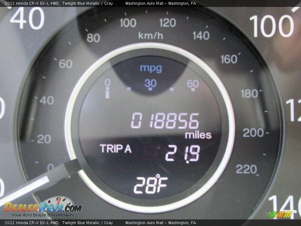2012 Honda CR-V EX-L 4WD Twilight Blue Metallic / Gray Photo #20