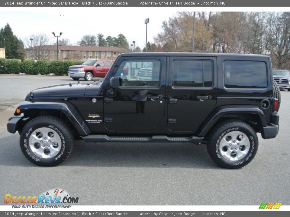 2014 Jeep Wrangler Unlimited Sahara 4x4 Black / Black/Dark Saddle Photo #3