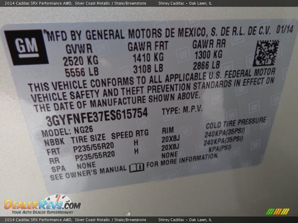 2014 Cadillac SRX Performance AWD Silver Coast Metallic / Shale/Brownstone Photo #16