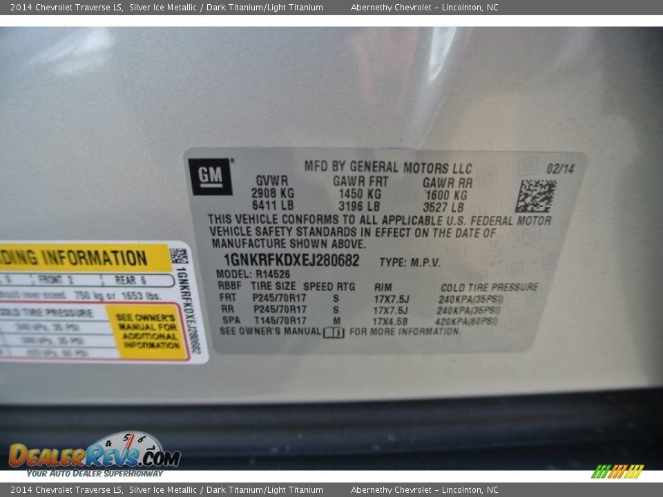2014 Chevrolet Traverse LS Silver Ice Metallic / Dark Titanium/Light Titanium Photo #7