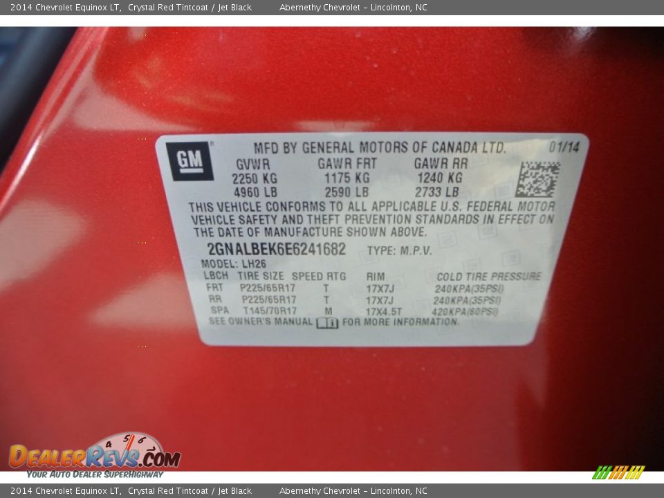 2014 Chevrolet Equinox LT Crystal Red Tintcoat / Jet Black Photo #7