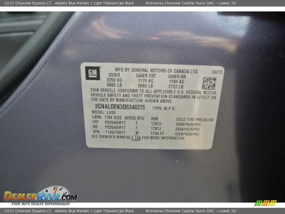 2013 Chevrolet Equinox LT Atlantis Blue Metallic / Light Titanium/Jet Black Photo #8