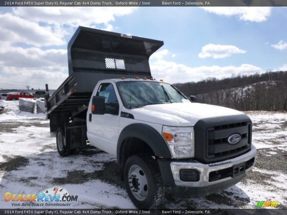 2014 Ford F450 Super Duty XL Regular Cab 4x4 Dump Truck Oxford White / Steel Photo #2