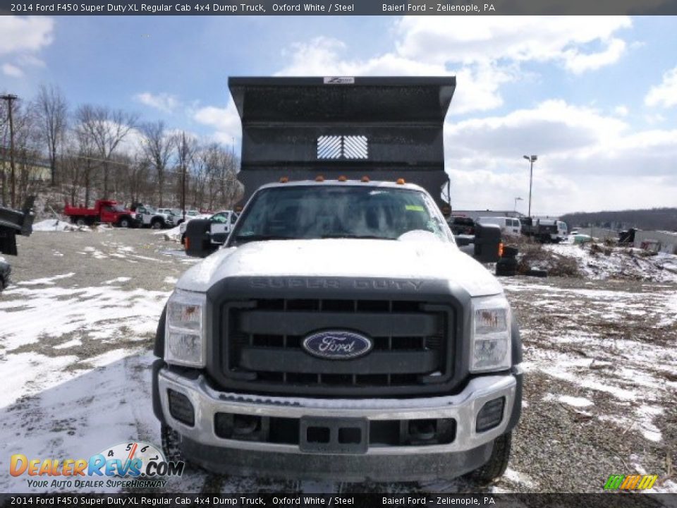 2014 Ford F450 Super Duty XL Regular Cab 4x4 Dump Truck Oxford White / Steel Photo #3