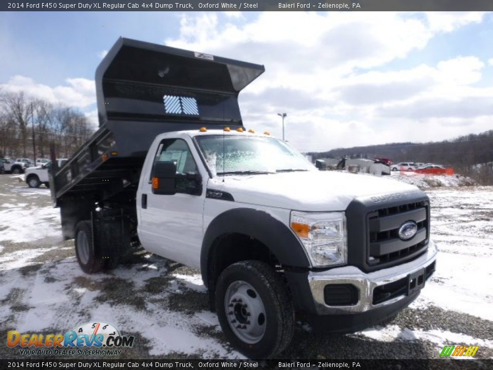 2014 Ford F450 Super Duty XL Regular Cab 4x4 Dump Truck Oxford White / Steel Photo #2