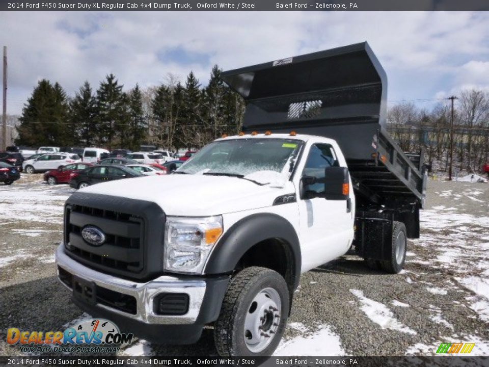 2014 Ford F450 Super Duty XL Regular Cab 4x4 Dump Truck Oxford White / Steel Photo #4