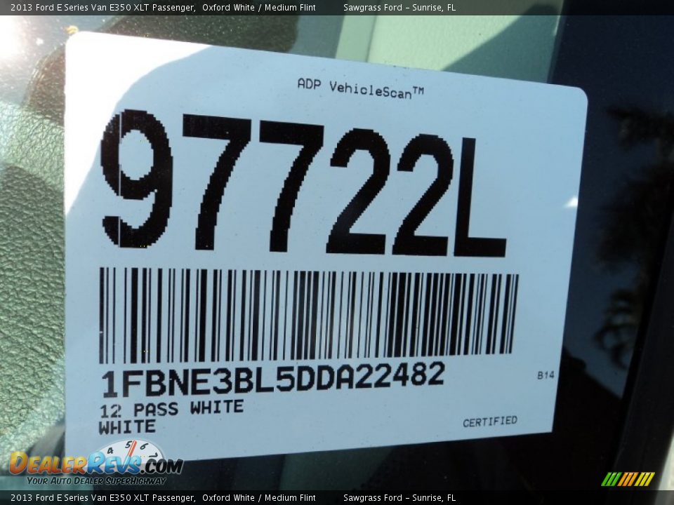 2013 Ford E Series Van E350 XLT Passenger Oxford White / Medium Flint Photo #35