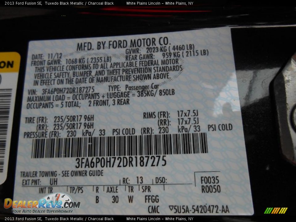 2013 Ford Fusion SE Tuxedo Black Metallic / Charcoal Black Photo #20