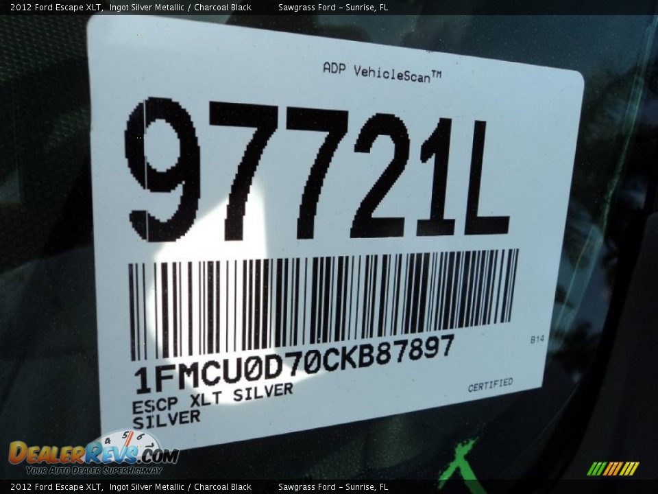 2012 Ford Escape XLT Ingot Silver Metallic / Charcoal Black Photo #33