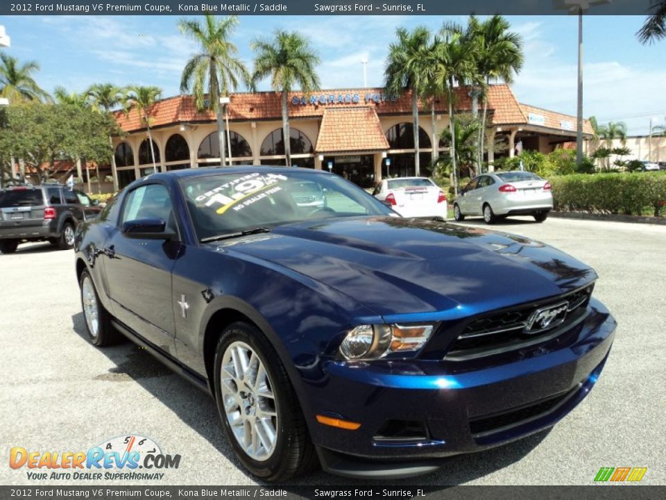 2012 Ford Mustang V6 Premium Coupe Kona Blue Metallic / Saddle Photo #1