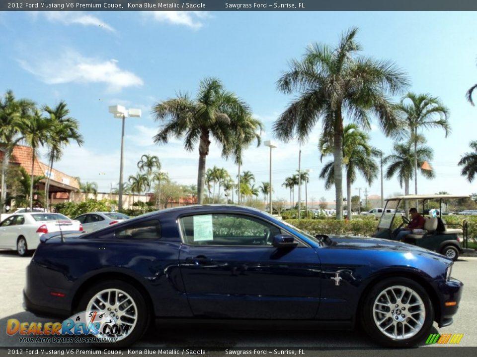 2012 Ford Mustang V6 Premium Coupe Kona Blue Metallic / Saddle Photo #5