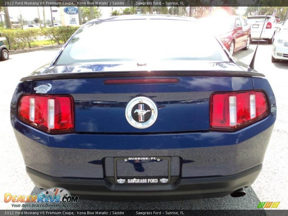 2012 Ford Mustang V6 Premium Coupe Kona Blue Metallic / Saddle Photo #7