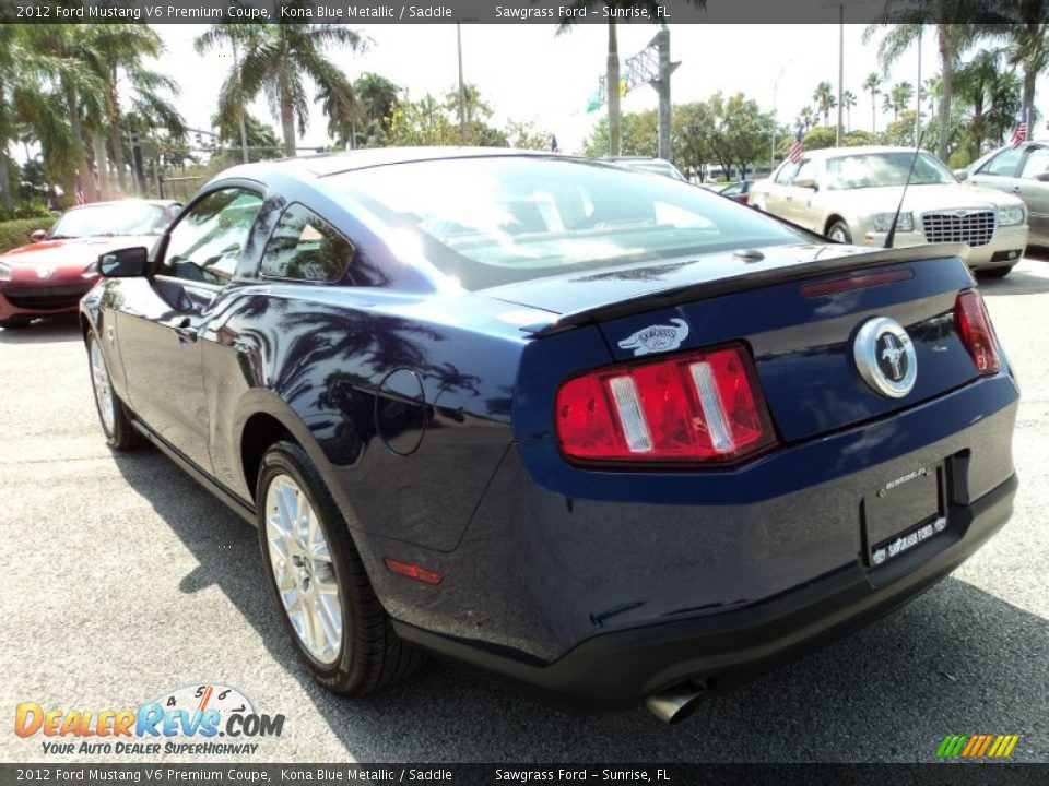 2012 Ford Mustang V6 Premium Coupe Kona Blue Metallic / Saddle Photo #9