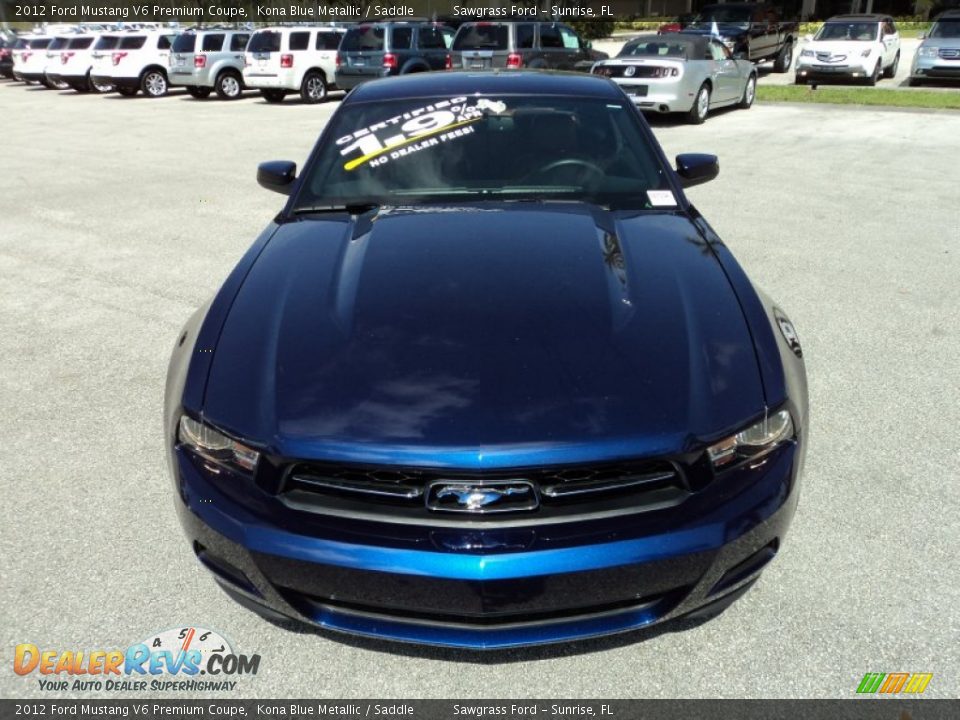 2012 Ford Mustang V6 Premium Coupe Kona Blue Metallic / Saddle Photo #16