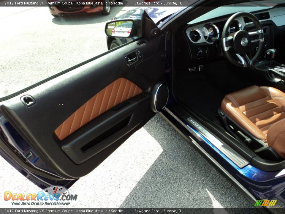 2012 Ford Mustang V6 Premium Coupe Kona Blue Metallic / Saddle Photo #17