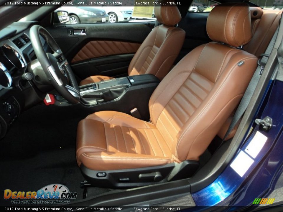 2012 Ford Mustang V6 Premium Coupe Kona Blue Metallic / Saddle Photo #19