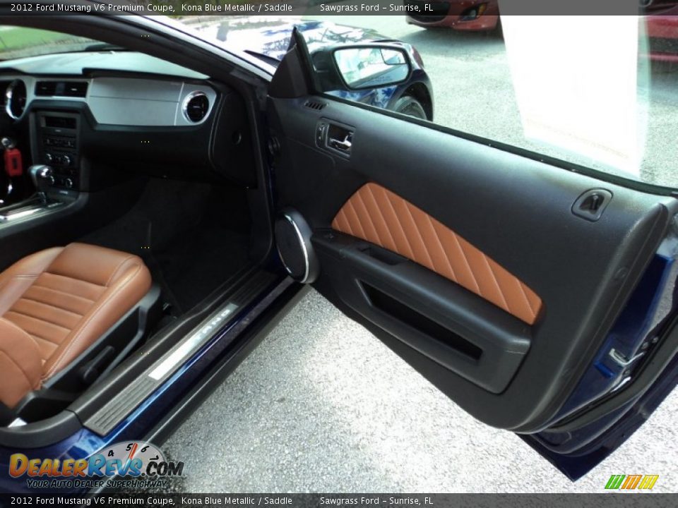 2012 Ford Mustang V6 Premium Coupe Kona Blue Metallic / Saddle Photo #20