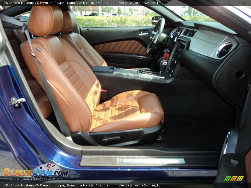 2012 Ford Mustang V6 Premium Coupe Kona Blue Metallic / Saddle Photo #21