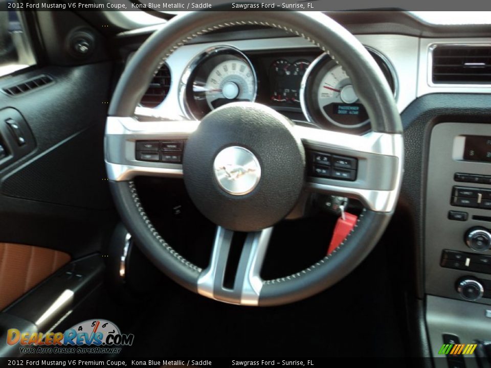 2012 Ford Mustang V6 Premium Coupe Kona Blue Metallic / Saddle Photo #24