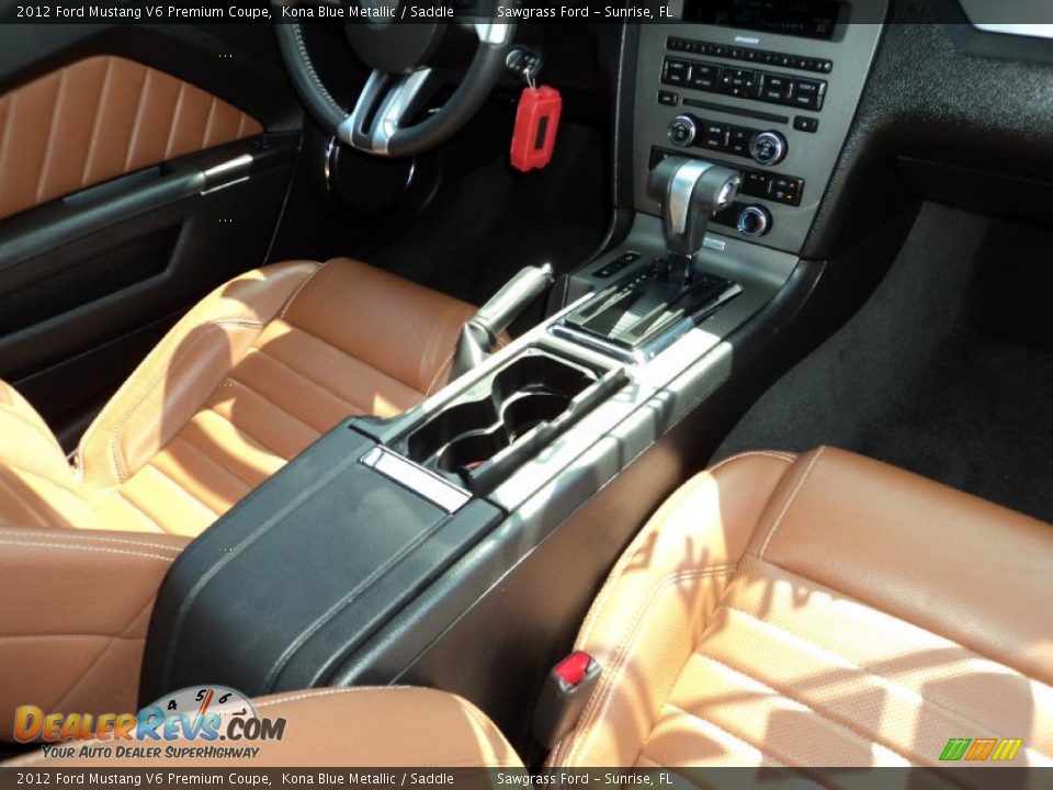 2012 Ford Mustang V6 Premium Coupe Kona Blue Metallic / Saddle Photo #26