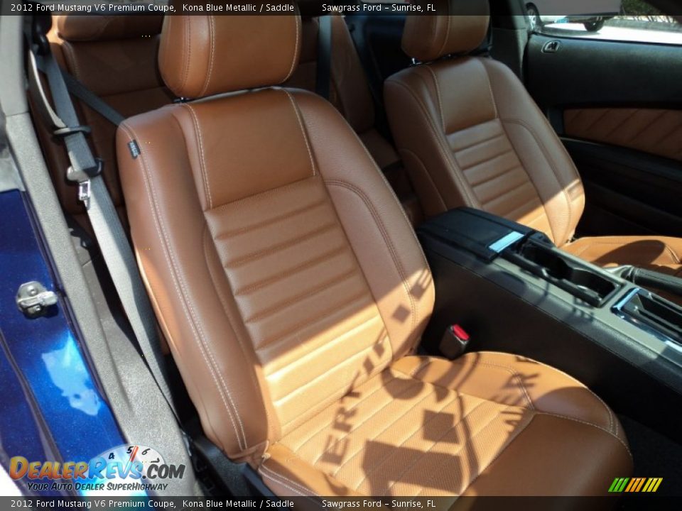 2012 Ford Mustang V6 Premium Coupe Kona Blue Metallic / Saddle Photo #27