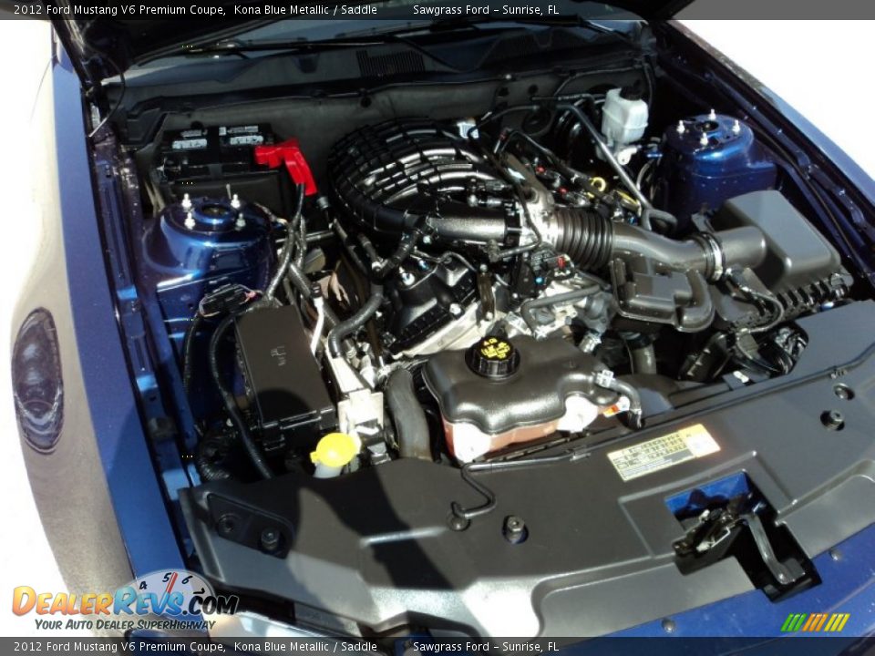 2012 Ford Mustang V6 Premium Coupe Kona Blue Metallic / Saddle Photo #28
