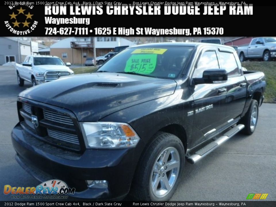 2012 Dodge Ram 1500 Sport Crew Cab 4x4 Black / Dark Slate Gray Photo #1