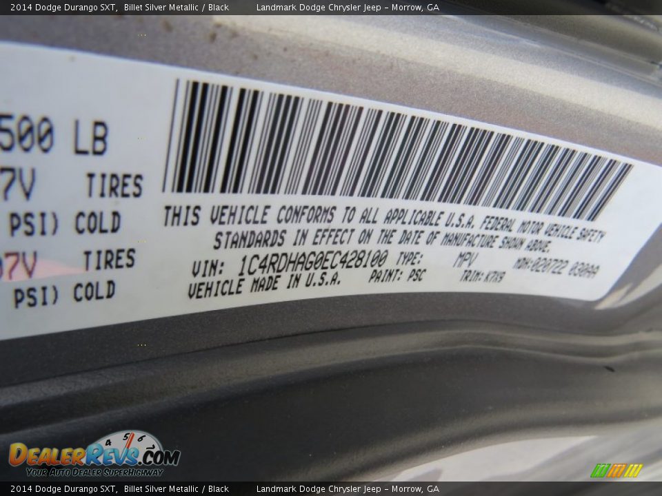 2014 Dodge Durango SXT Billet Silver Metallic / Black Photo #10