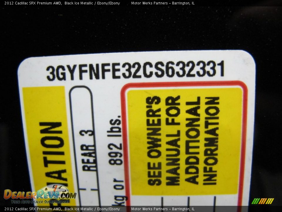 2012 Cadillac SRX Premium AWD Black Ice Metallic / Ebony/Ebony Photo #30