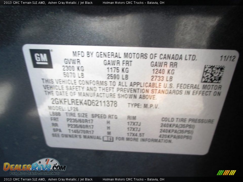 2013 GMC Terrain SLE AWD Ashen Gray Metallic / Jet Black Photo #5