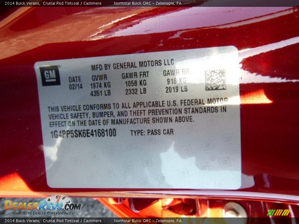 2014 Buick Verano Crystal Red Tintcoat / Cashmere Photo #20