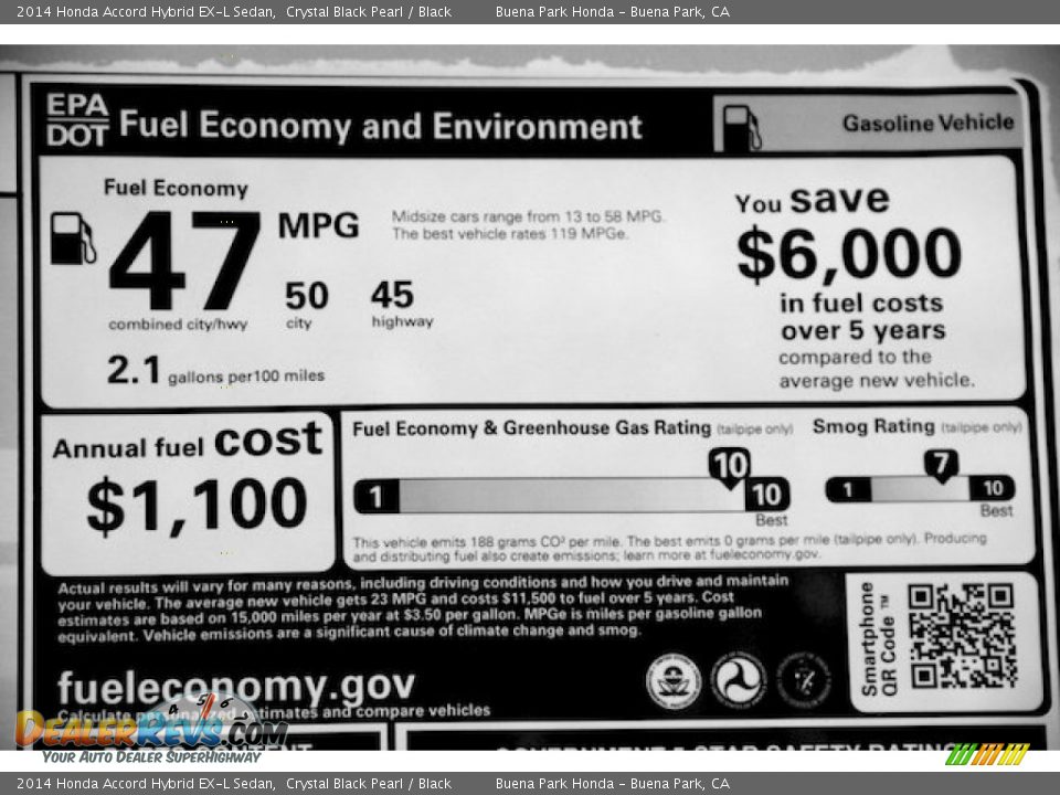 2014 Honda Accord Hybrid EX-L Sedan Crystal Black Pearl / Black Photo #26