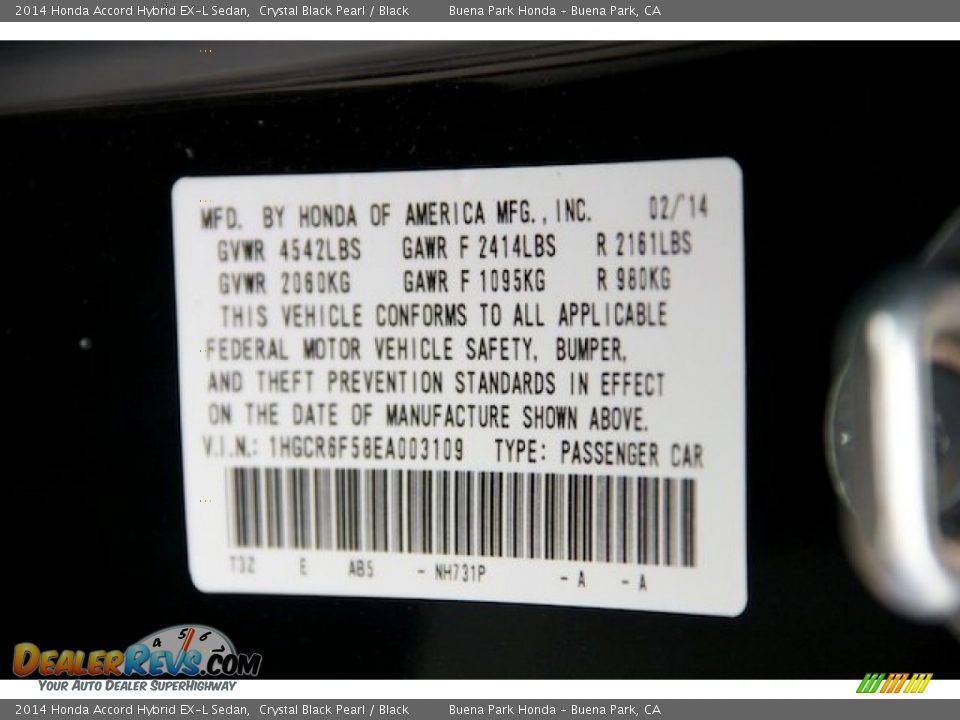 2014 Honda Accord Hybrid EX-L Sedan Crystal Black Pearl / Black Photo #27