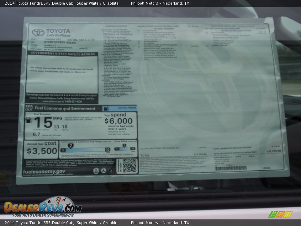 2014 Toyota Tundra SR5 Double Cab Super White / Graphite Photo #35