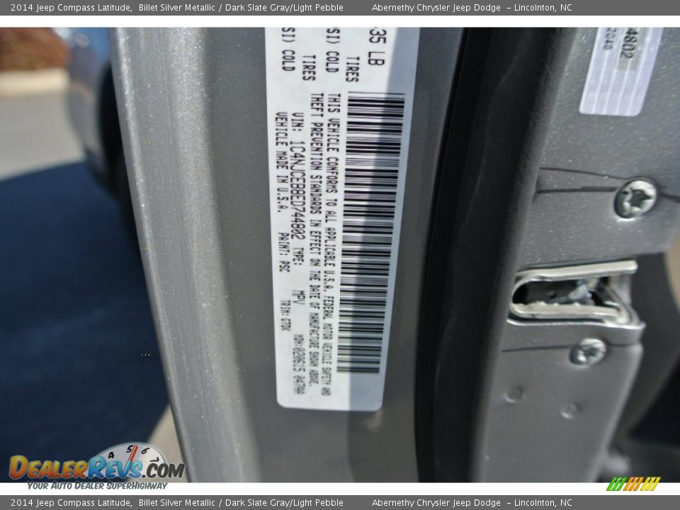 2014 Jeep Compass Latitude Billet Silver Metallic / Dark Slate Gray/Light Pebble Photo #7